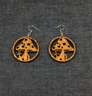 Rosewood Mushroom Ring Earrings by Nev