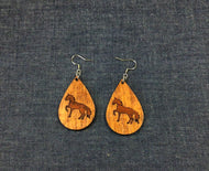 Rosewood Tear Drop Horse Insert Earrings by Nev