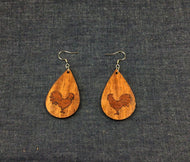 Rosewood Tear Drop Chicken Insert Earrings by Nev