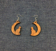 Rosewood Cat on Moon Earrings by Nev