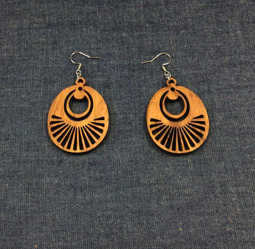 Rosewood oval slotted Earrings by Nev