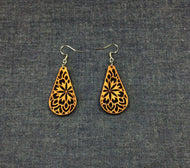 Rosewood Tear Side Flower Earrings by Nev