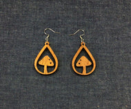 Rosewood Tear Mushroom Earrings by Nev