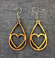 Rosewood Thin Oval Heart Insert Earrings by Nev