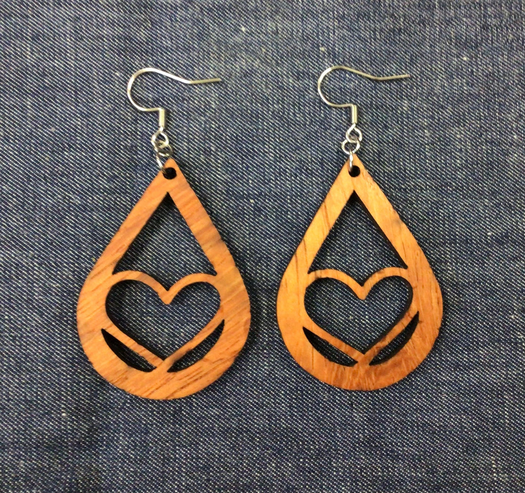 Rosewood Large Oval Heart Insert Earrings by Nev