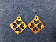 Rosewood Hearts in Square Earrings by Nev