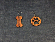 Rosewood Paw and Bone Earrings by Nev