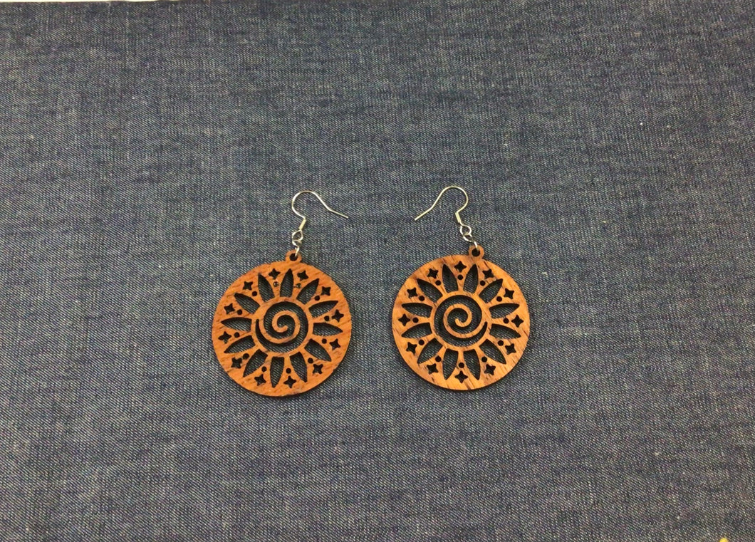 Rosewood Sun Mandala Earrings by Nev