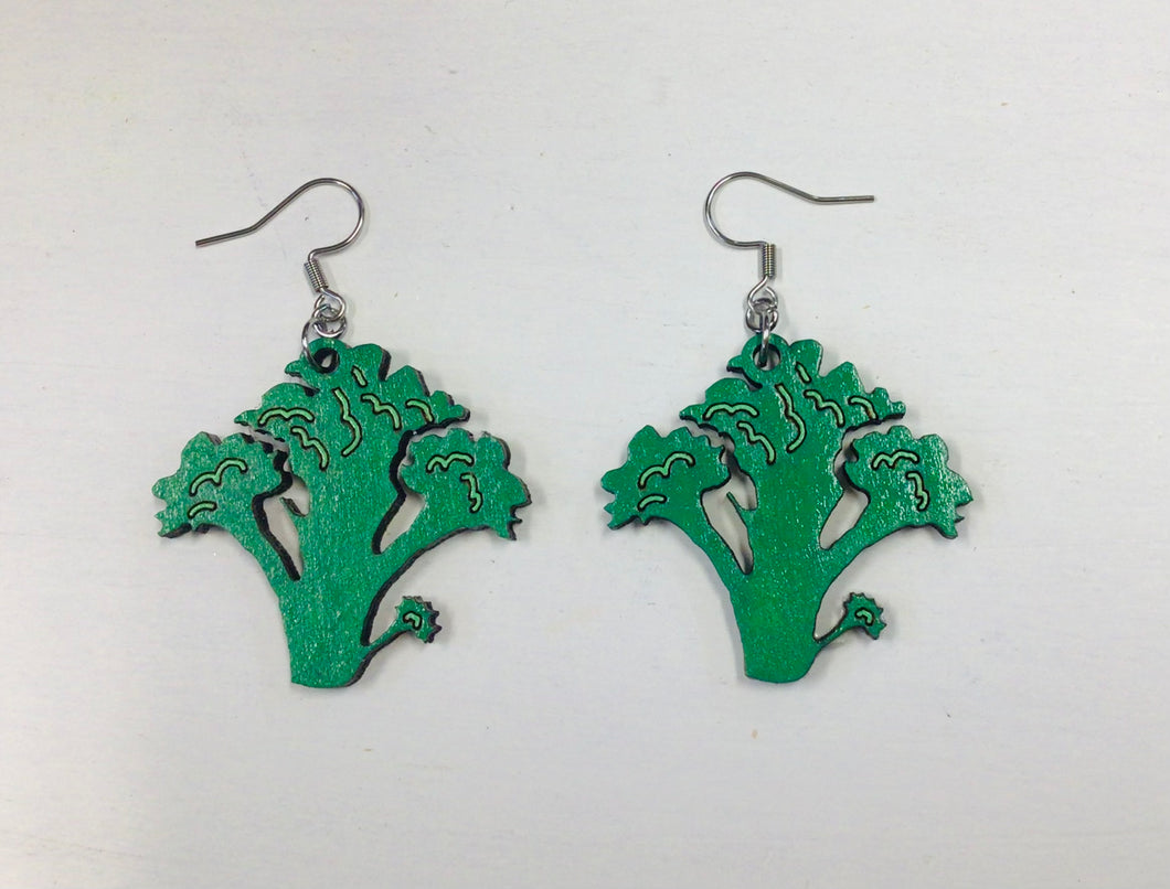 Broccoli Wooden Earrings NEV