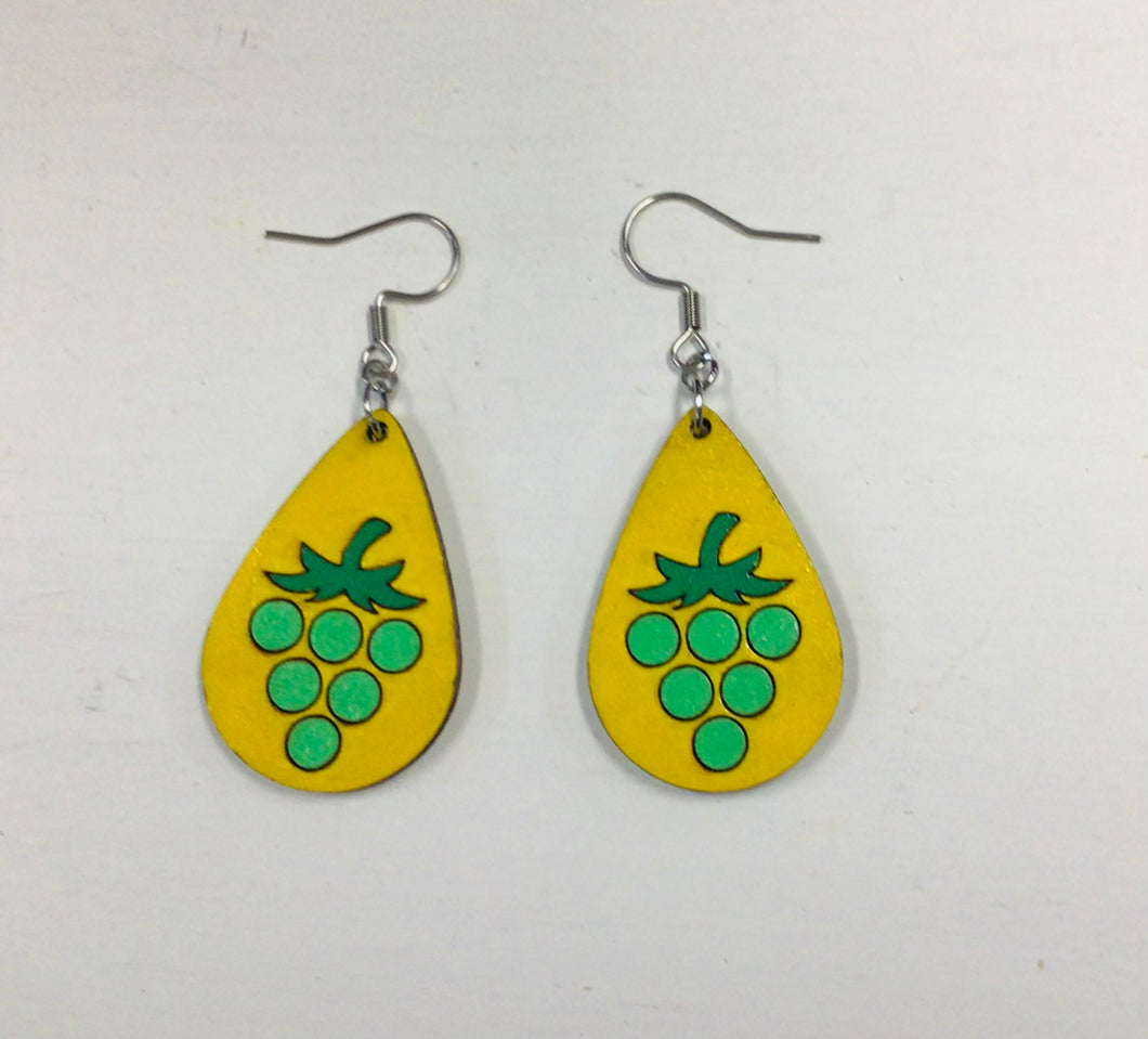 Tear Drop Fruit Wooden Earrings NEV