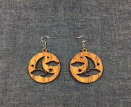 Rosewood Round Moon and Cloud Earrings by Nev