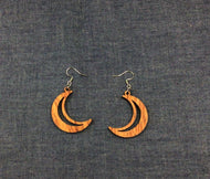 Rosewood Crescent cut out  Moon  Earrings by Nev