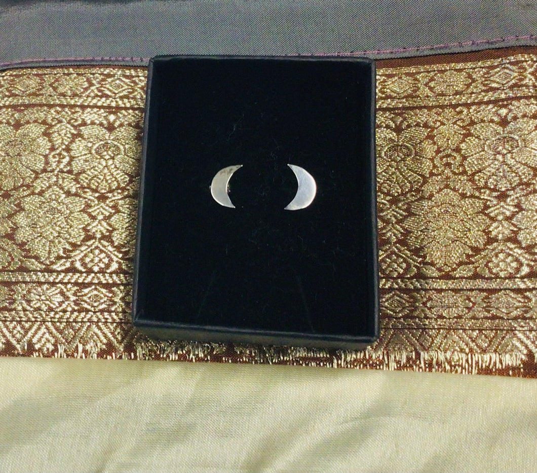 Sterling silver crescent moon stud earrings by Nev