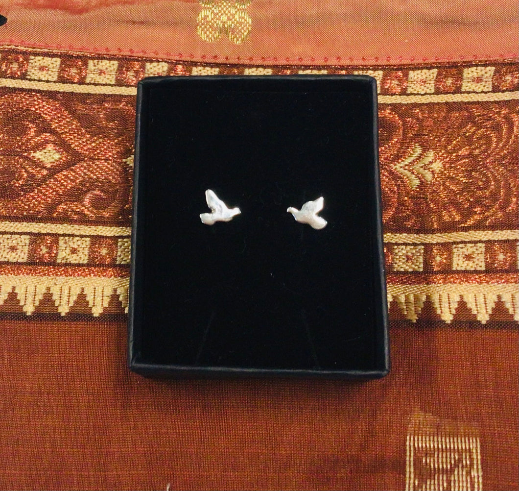 Sterling silver dove stud earrings by Nev