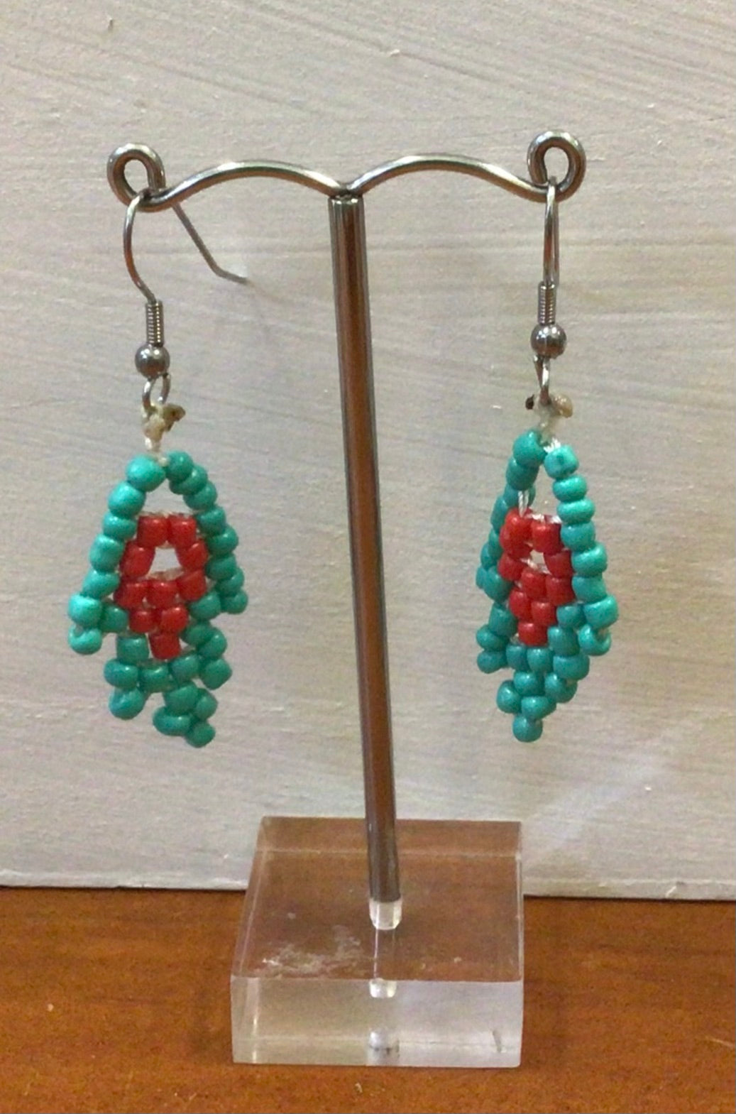 Diamond shape beaded earrings