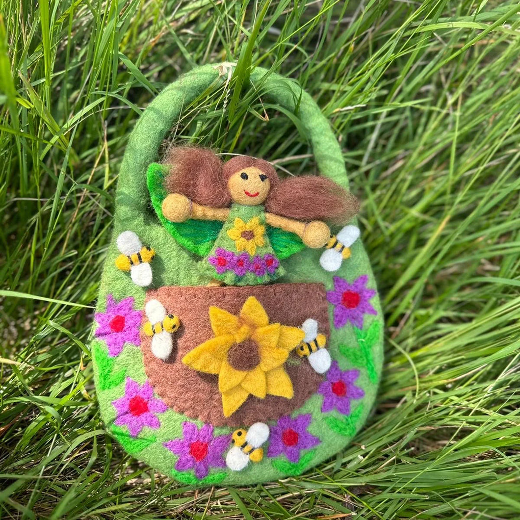 Sunflower Wool Felt Fairy Bag