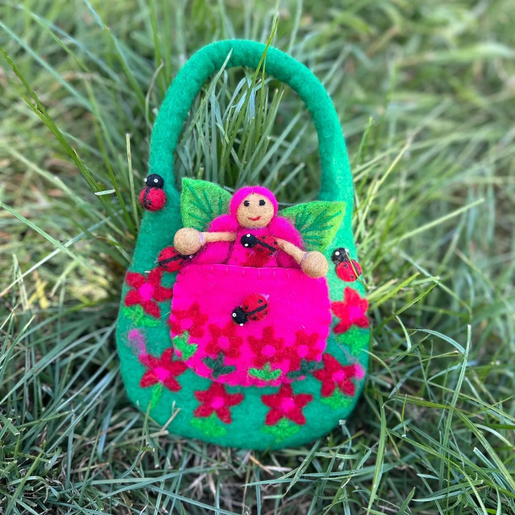 Ladybug Wool Felt Fairy Bag