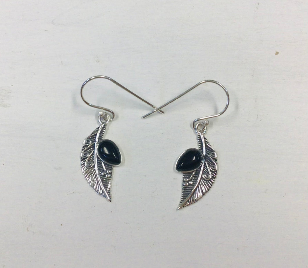 Leaf Scroll  Sterling Silver Earrings