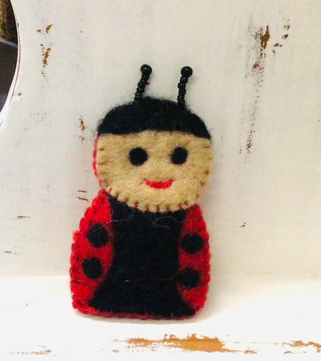 Wool Felt LadyBug Finger Puppet