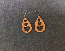 Load image into Gallery viewer, Rosewood Heart Earrings triple cut outs by Nev
