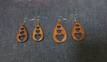 Load image into Gallery viewer, Rosewood Heart Earrings triple cut outs by Nev
