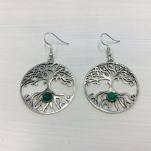 Load image into Gallery viewer, Maeve Tree of Life and Stone Earrings
