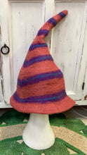 Load image into Gallery viewer, Striped Wizard Style Wool Felted Hat
