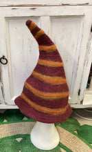Load image into Gallery viewer, Striped Wizard Style Wool Felted Hat
