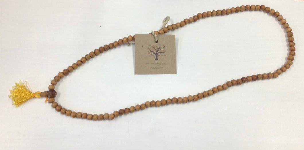 Wooden Mala Bead Necklace