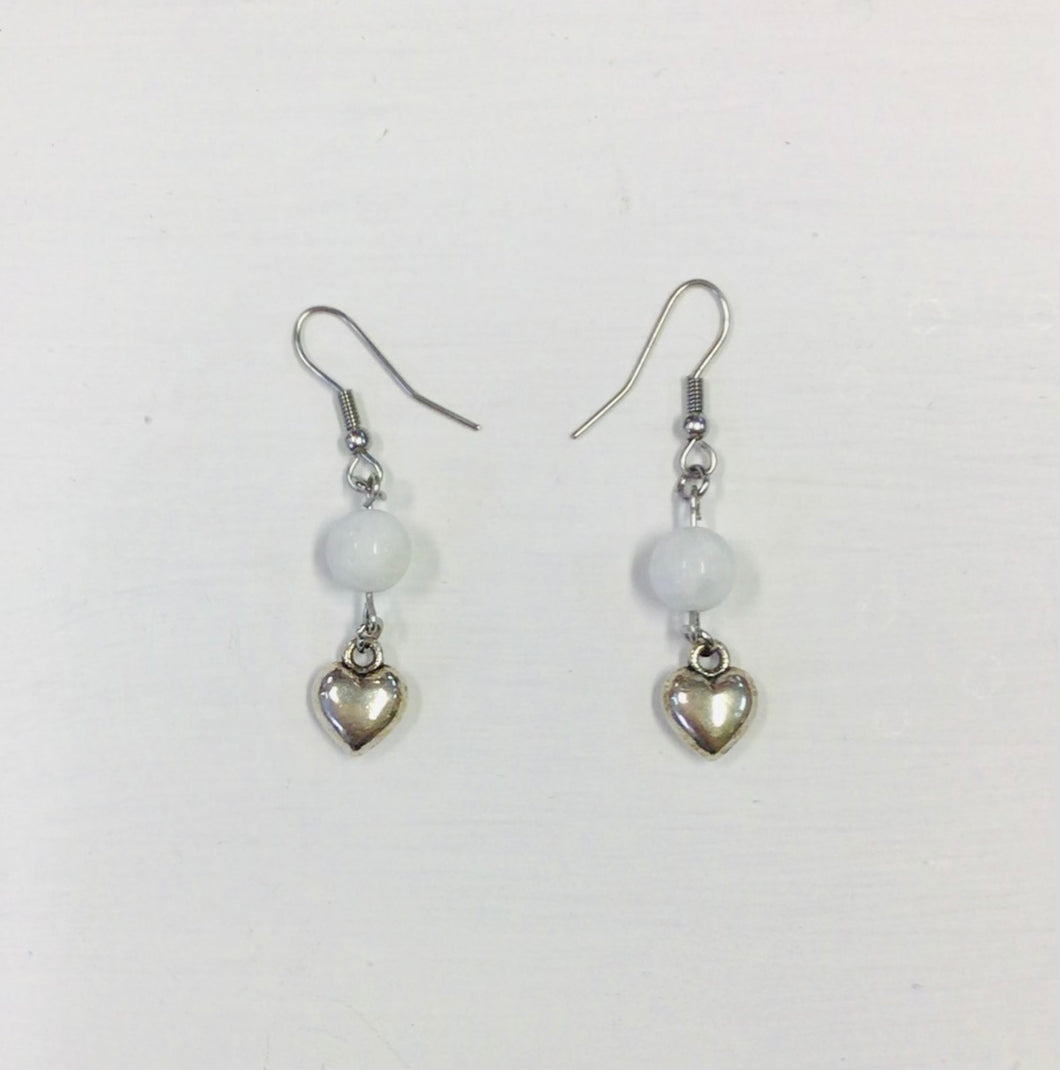 White Howlite Bead & Charm Earrings by Nev