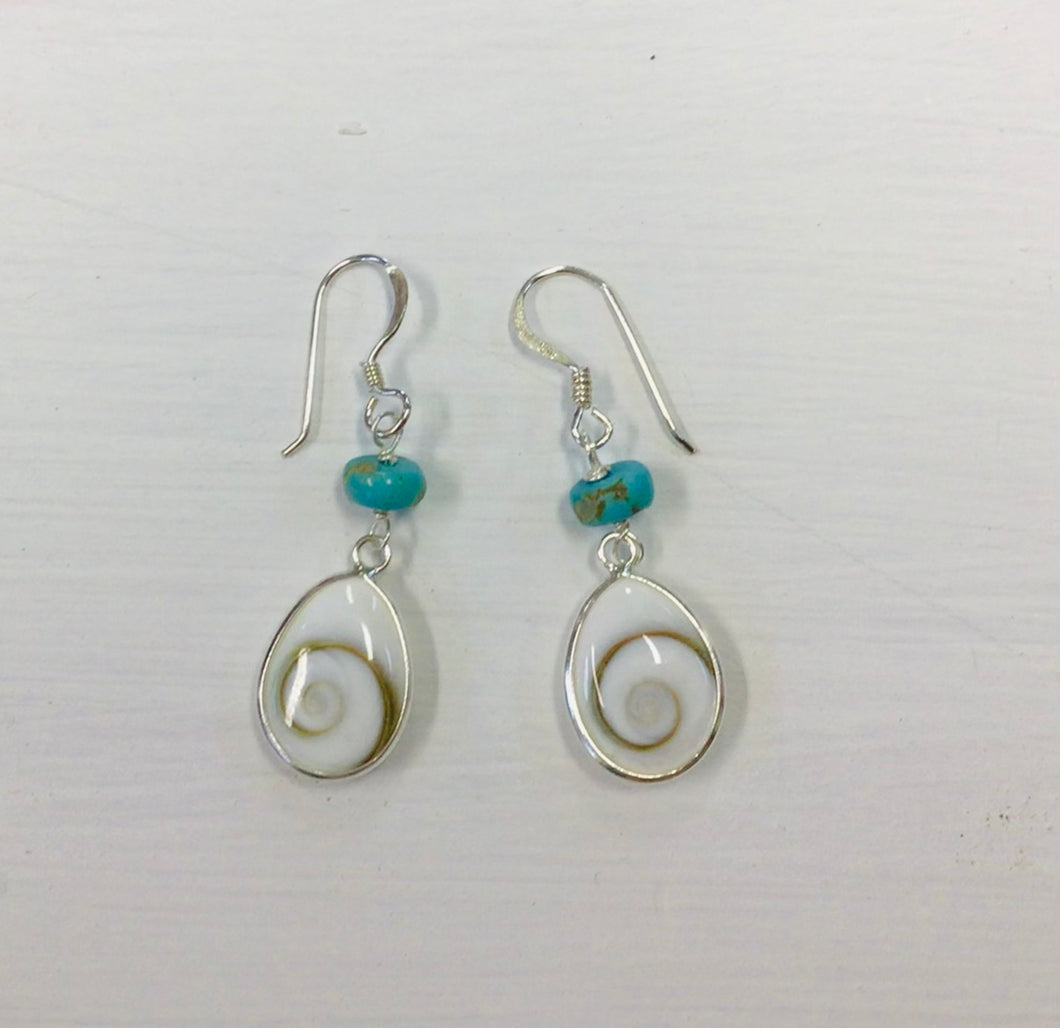 Shiva Shell and Turquoise Earrings