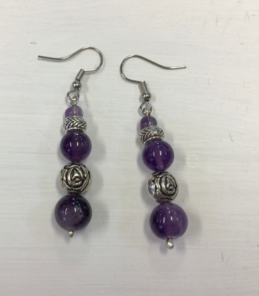 Amethyst Bead Drop Earrings