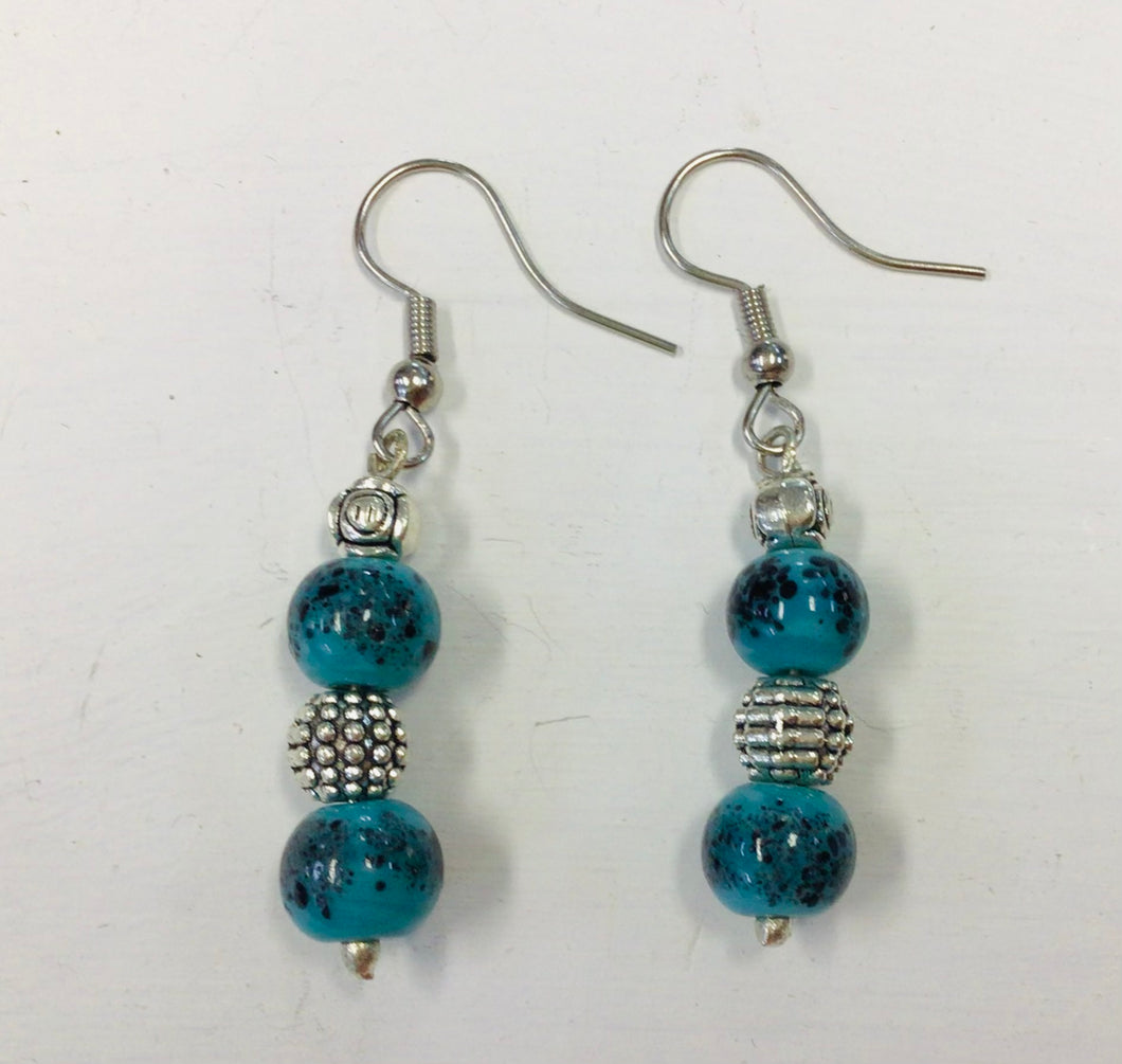 Turquoise Howlite Bead Drop Earrings
