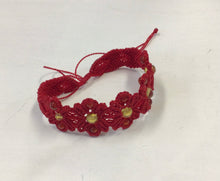 Load image into Gallery viewer, Crochet Flower and Amber and Carnelian  Bead Bracelet
