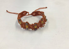 Load image into Gallery viewer, Crochet Flower and Amber and Aventurine Bead Bracelet
