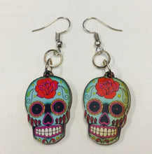 Load image into Gallery viewer, Mexican Day of the Dead Wooden Earrings
