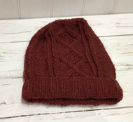 Wool Diamond Cable Knit Beanie