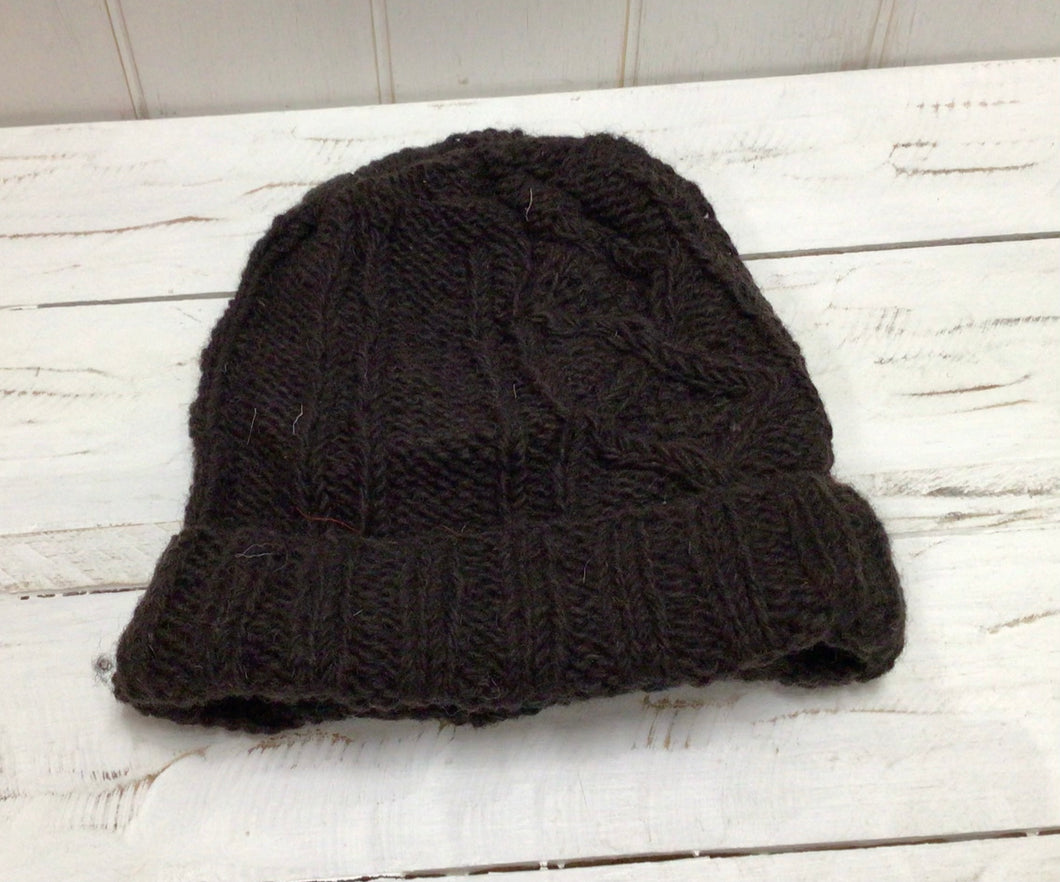 Wool Diamond Cable Knit Beanie