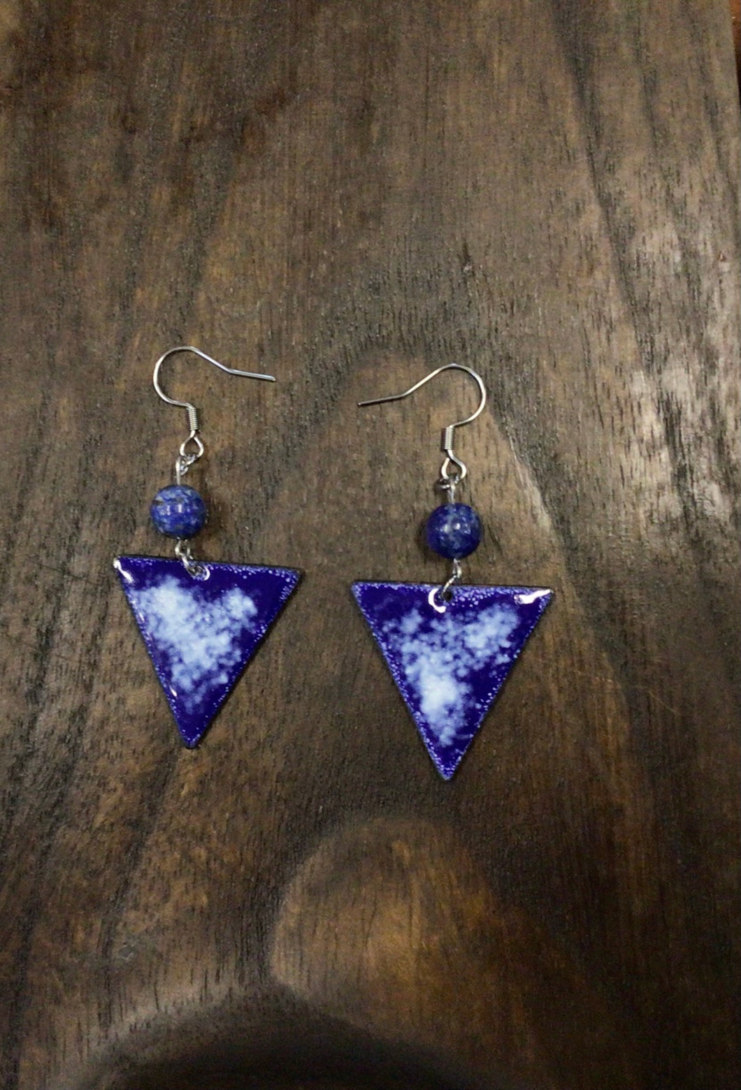 Deep Blue Sea Enamel Handmade Earrings