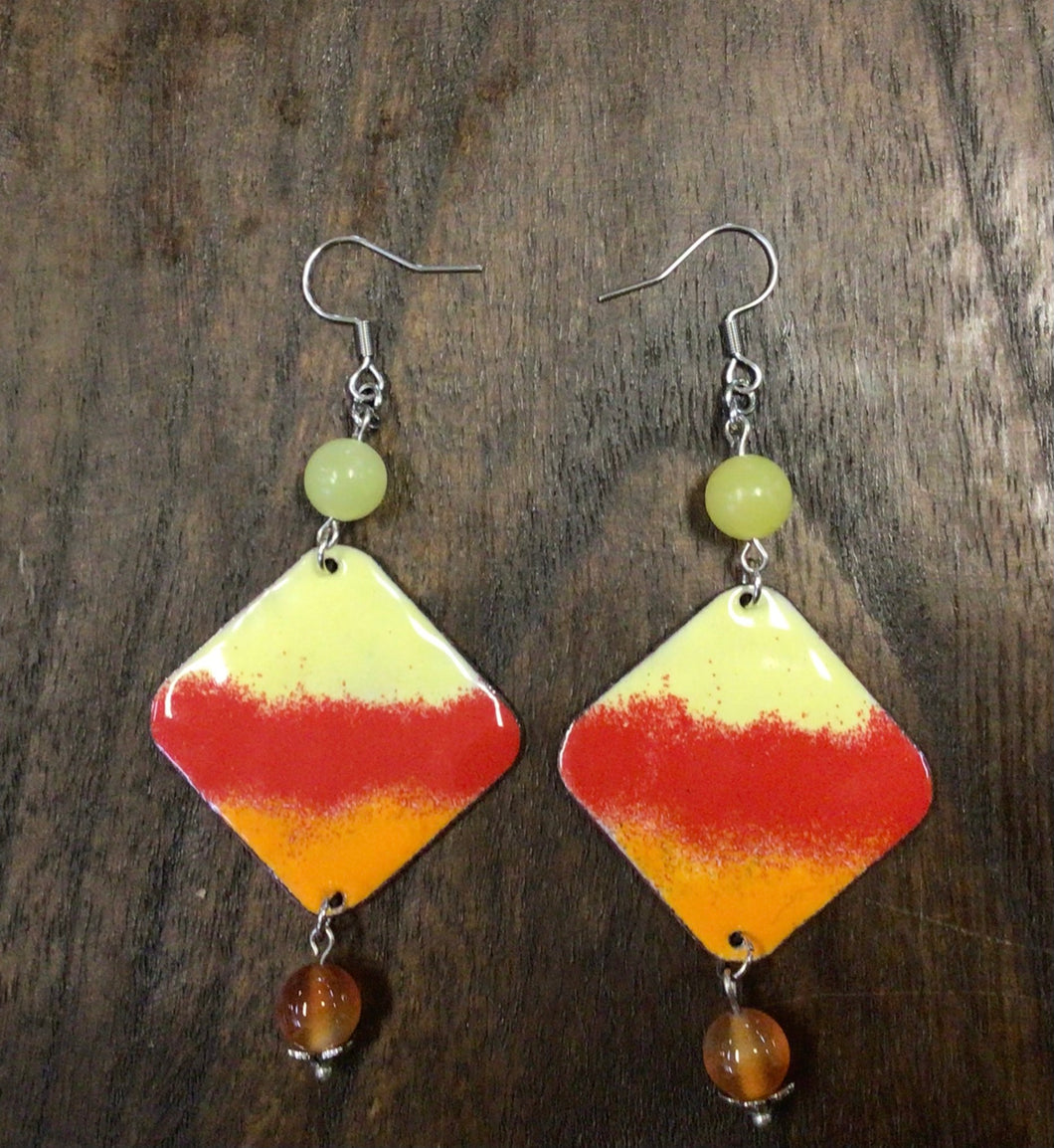 Summer Harmony Enamel Handmade Earrings