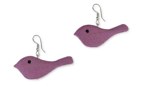 Wooden Bird Earrings