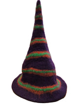Load image into Gallery viewer, Striped Wizard Style Wool Felted Hat
