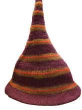 Load image into Gallery viewer, Striped Wizard Style Wool Felted Hat
