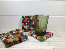 Load image into Gallery viewer, Wool Felt Rainbow Square Coasters
