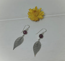 Load image into Gallery viewer, Leaf and Stone Earrings
