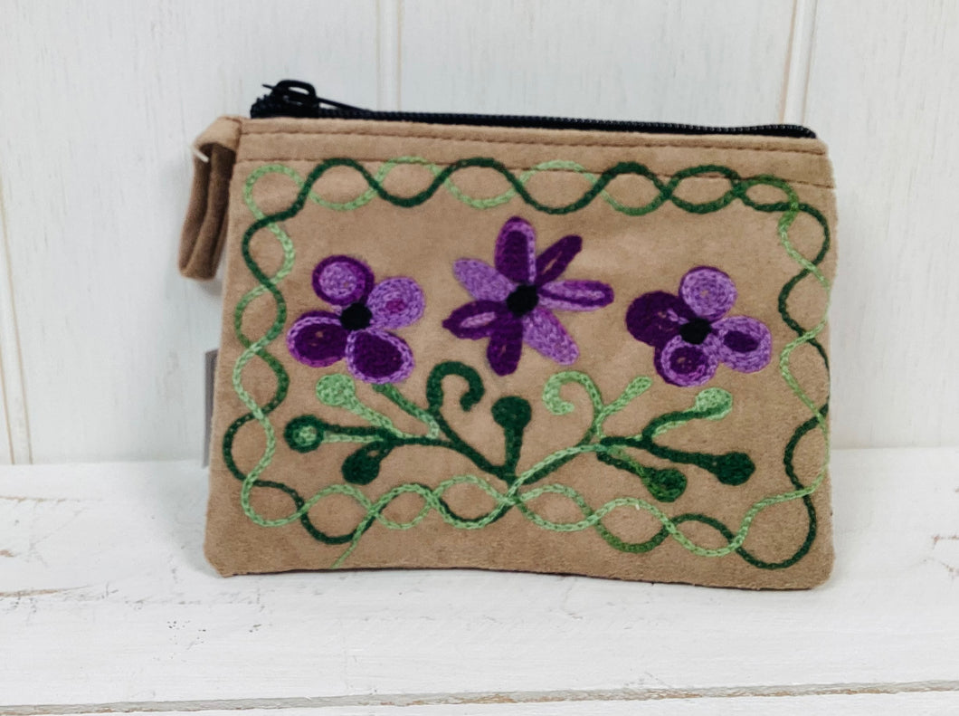 Suede Floral Purse