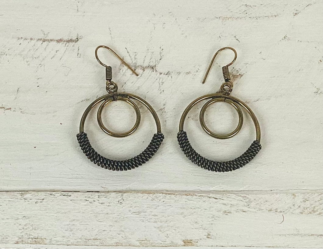 Brass Netted Hoop Earrings