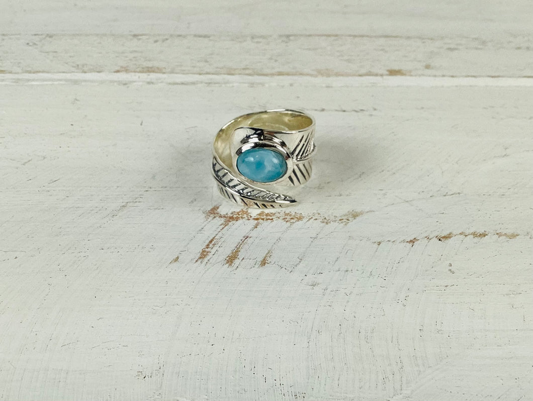 Stone and  Feather Wrap Ring