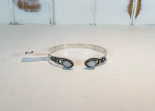 Load image into Gallery viewer, Silver double stone cuff bangle
