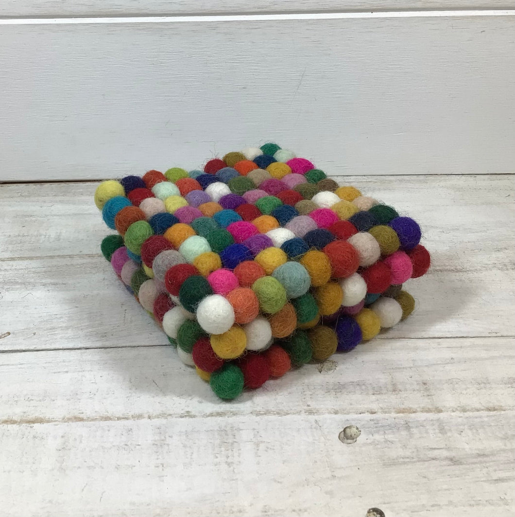 Wool Felt Rainbow Square Coasters